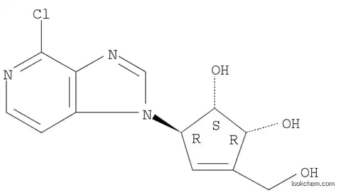 Molecular Structure of 105522-08-5 ((1S,2R,5R)-5-(4-chloro-1H-imidazo[4,5-c]pyridin-1-yl)-3-(hydroxymethyl)cyclopent-3-ene-1,2-diol)